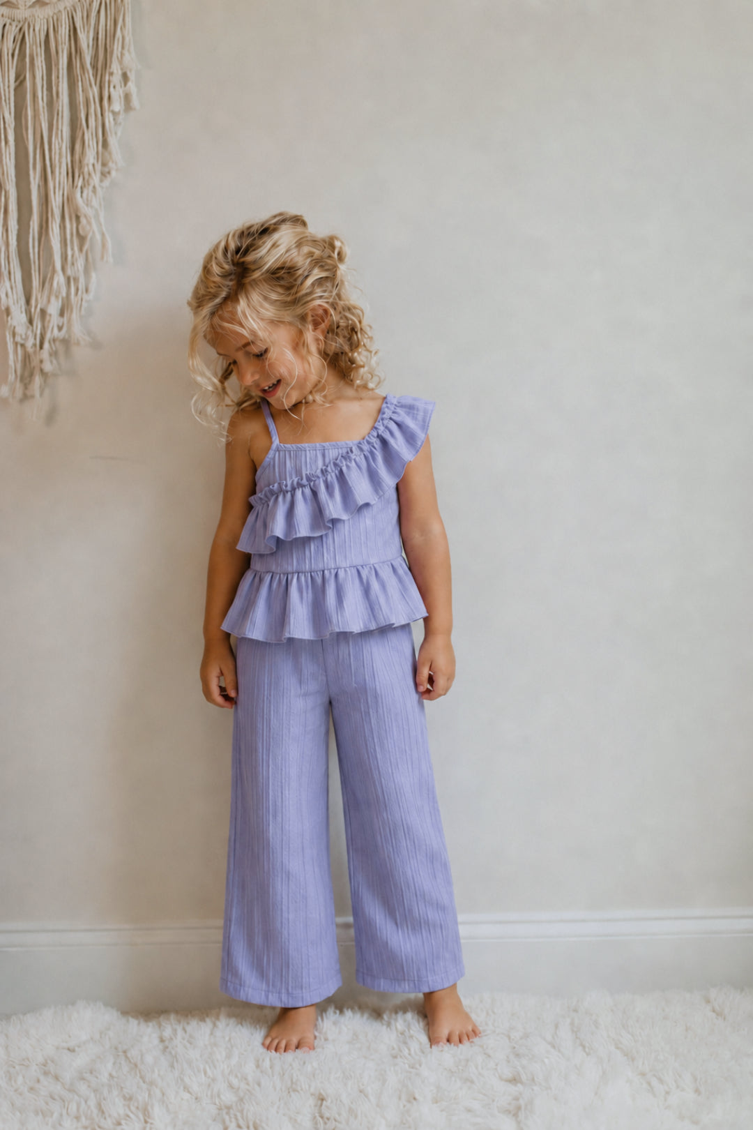 Girls summer outfit featuring Luna Ruffle Set for playdates