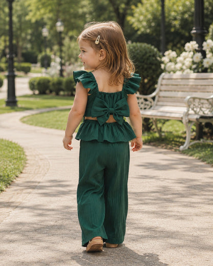 Toddler Girls Ruffle Top & Wide Leg Pants Set