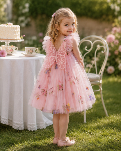Special occasion dress featuring Flutter Meadow Tulle Dress for family photos
