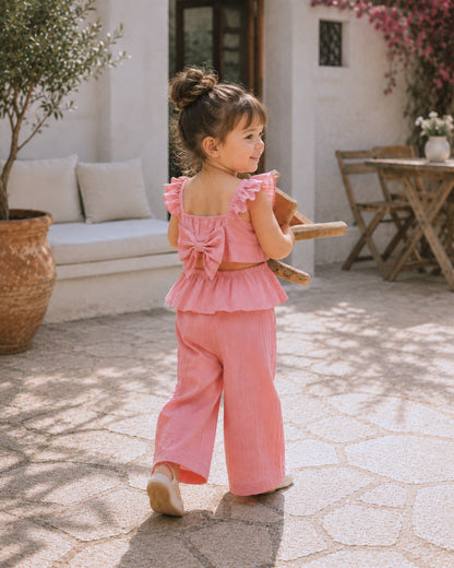 Girls party outfit featuring Lilia Bow Set for casual celebrations