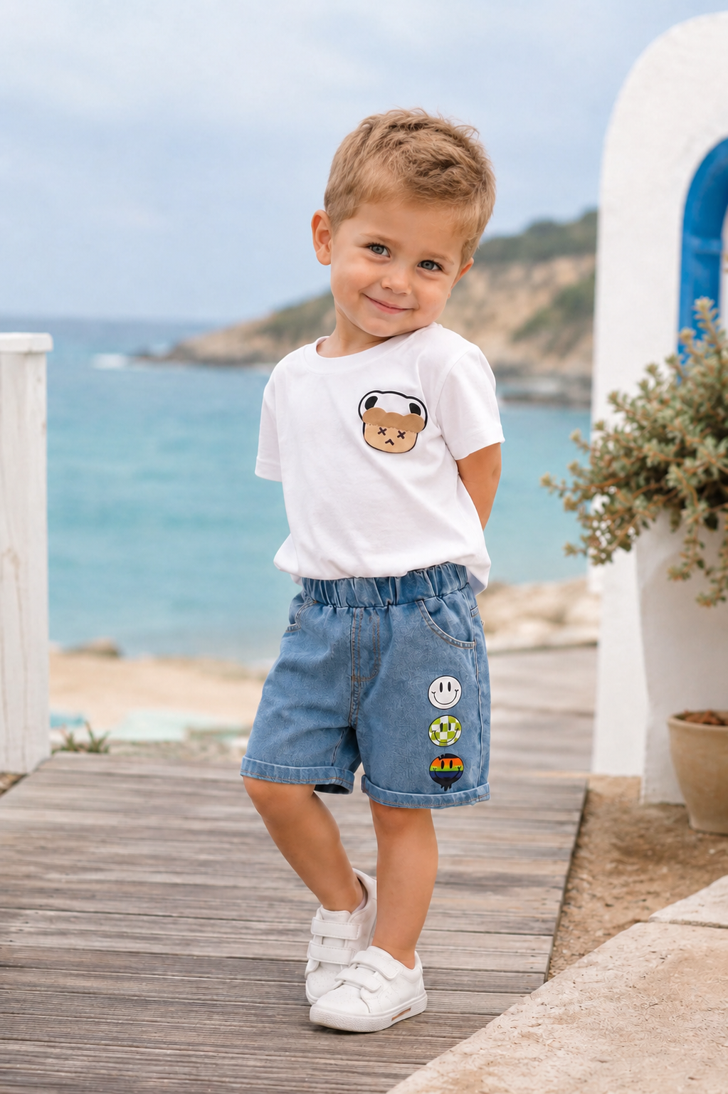 Toddler Boys Cotton Tee & Denim Shorts Set