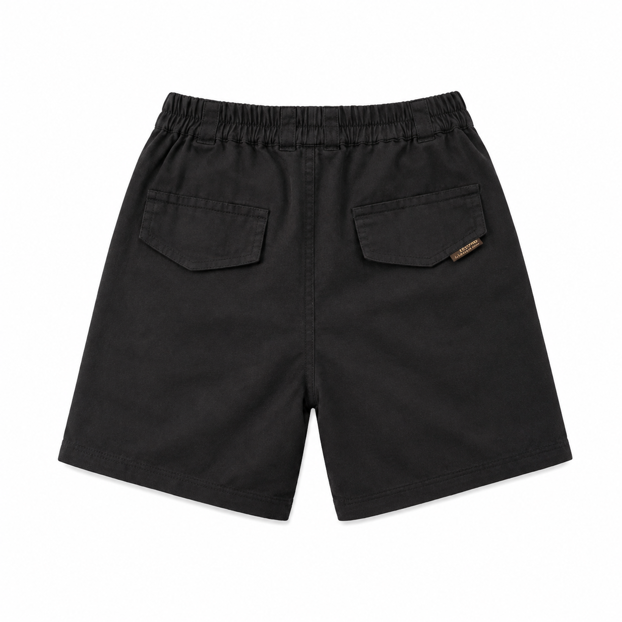 Harbor Trail black boys cotton cargo shorts, back view with two flap pockets