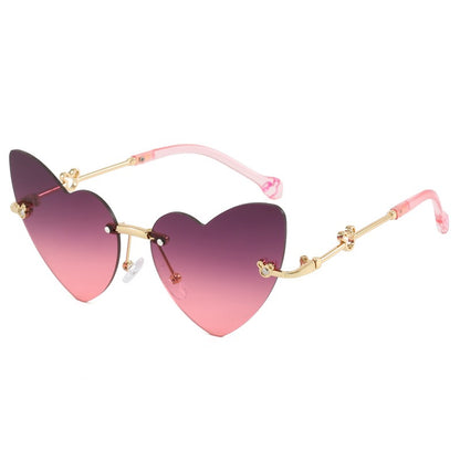 Berry gradient girls heart sunglasses with gold details and UV400 lenses