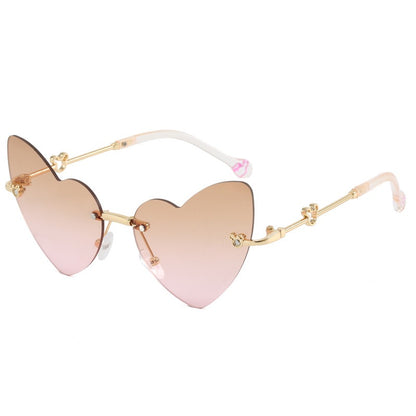 Champagne blush heart sunglasses for girls with UV400 protection