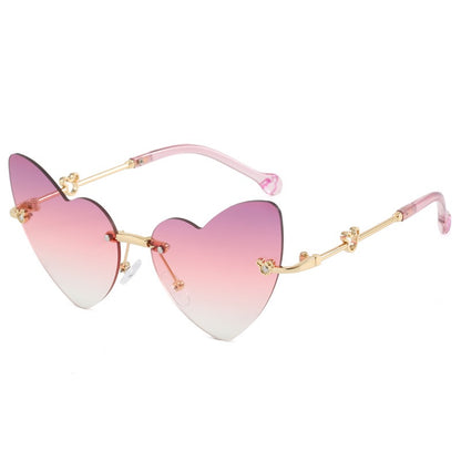Pink gradient girls heart sunglasses with UV400 lenses