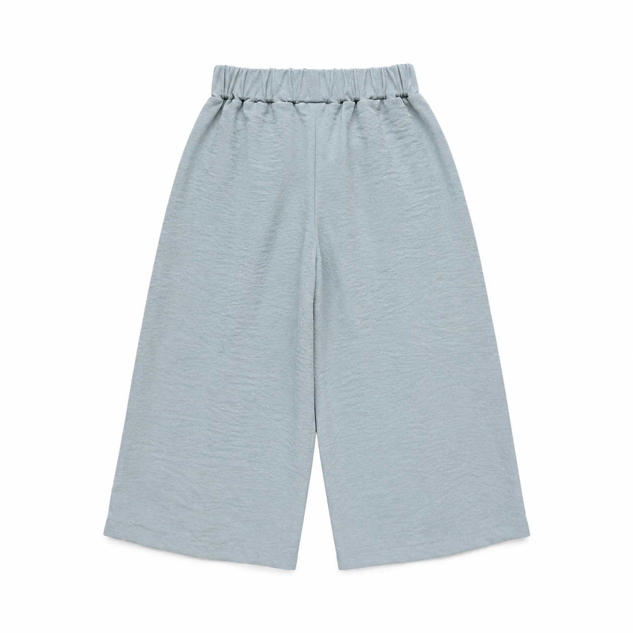 Back flat lay of the dusty blue girls wide-leg pants.