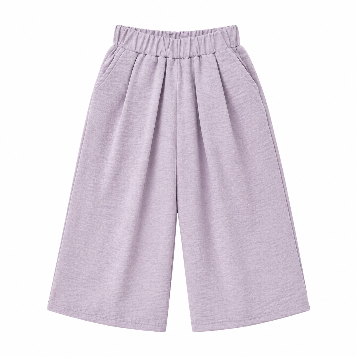 Front flat lay of the lavender girls wide-leg culotte pants.