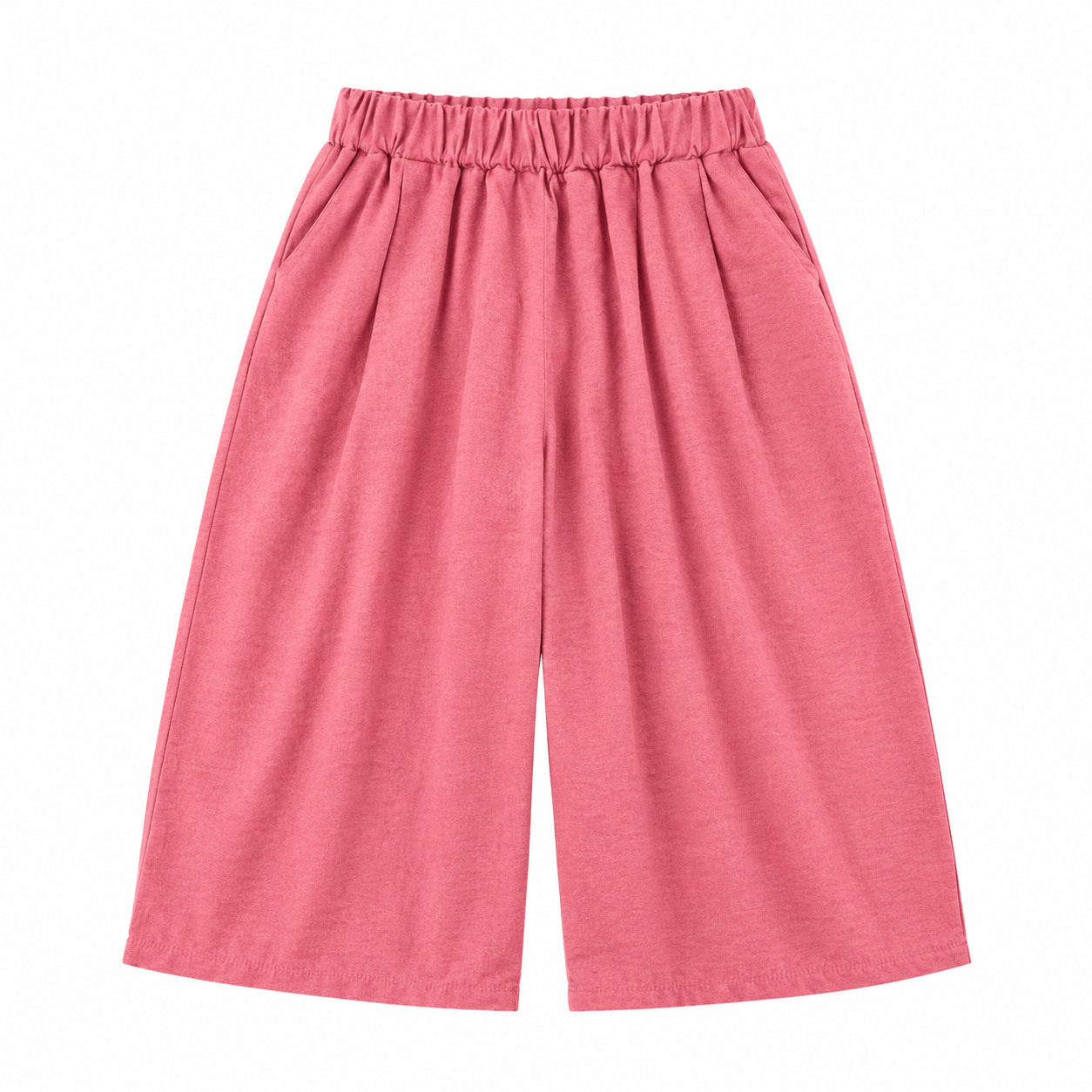 Front flat lay of the rose pink girls wide-leg culotte pants.