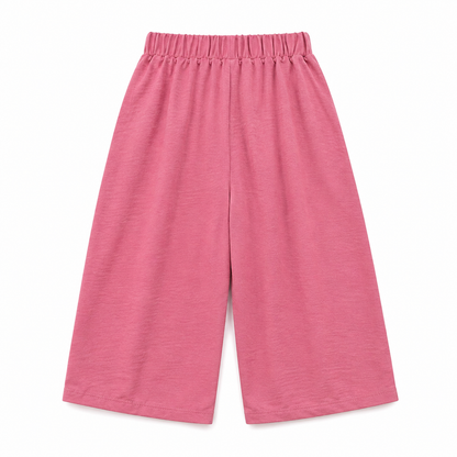 Back flat lay of the rose pink girls wide-leg pants.