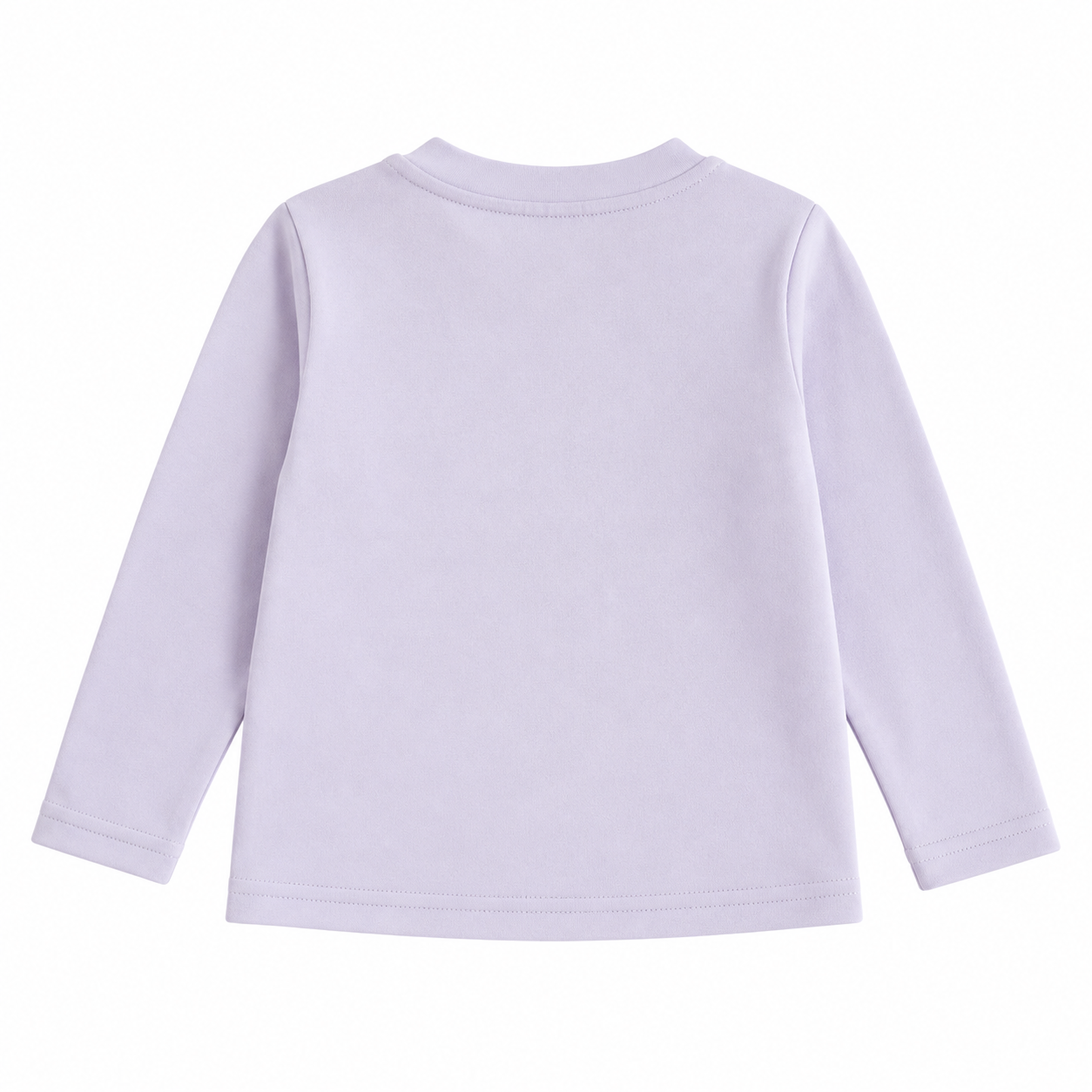 Back flat lay of the plain Lavender girls cotton long sleeve top on a white background.