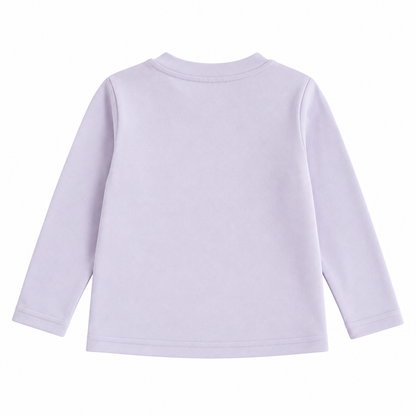 Back flat lay of the plain Lavender girls cotton long sleeve top on a white background.