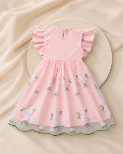 Lottie Bloom girls party dress with pink floral tulle
