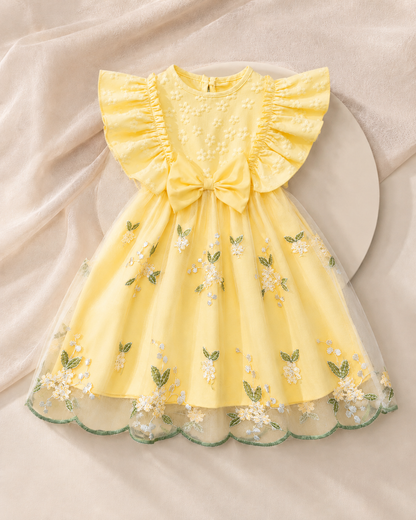 Lottie Bloom yellow floral tulle party dress front view