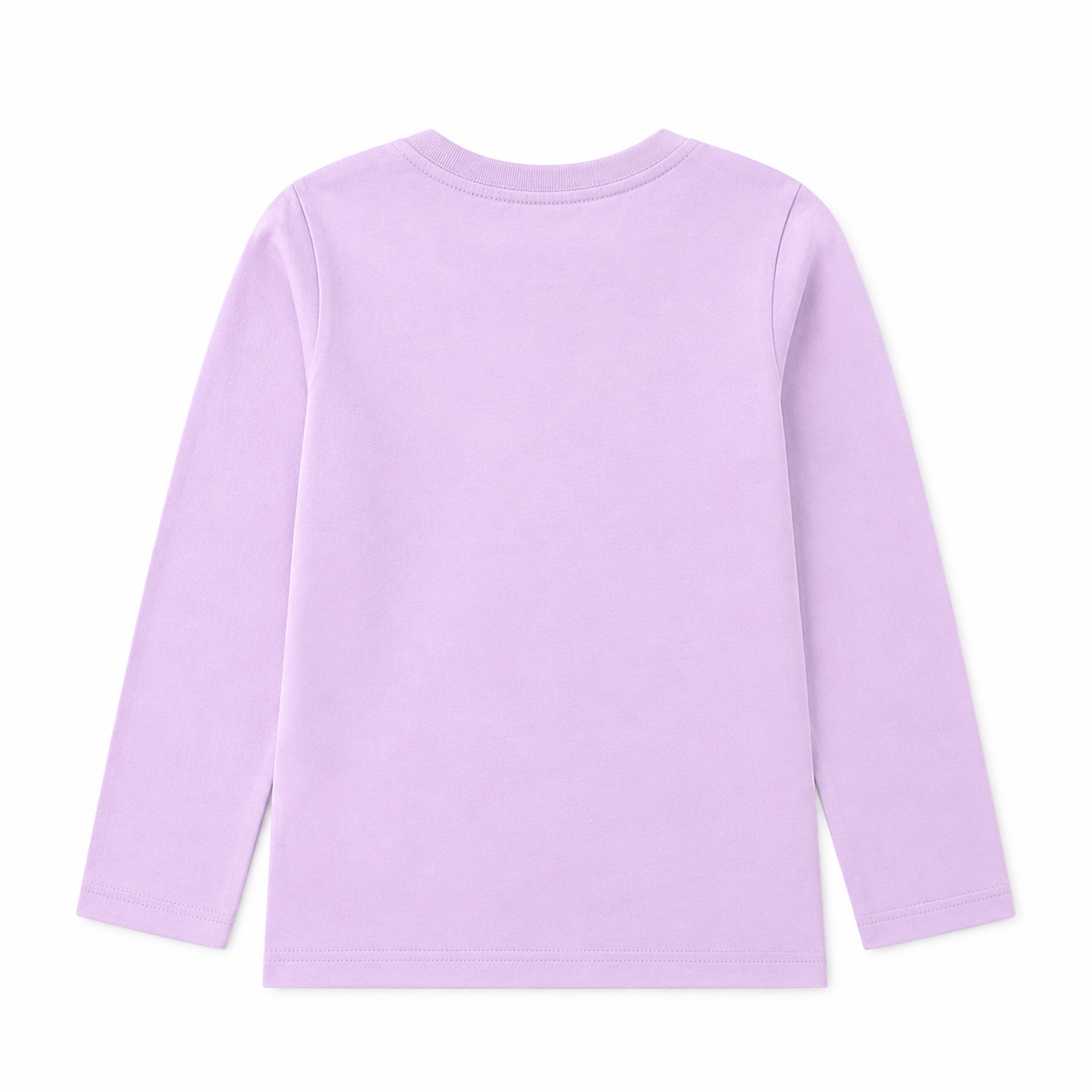 Back flat lay of the lavender girls cotton long sleeve tee.