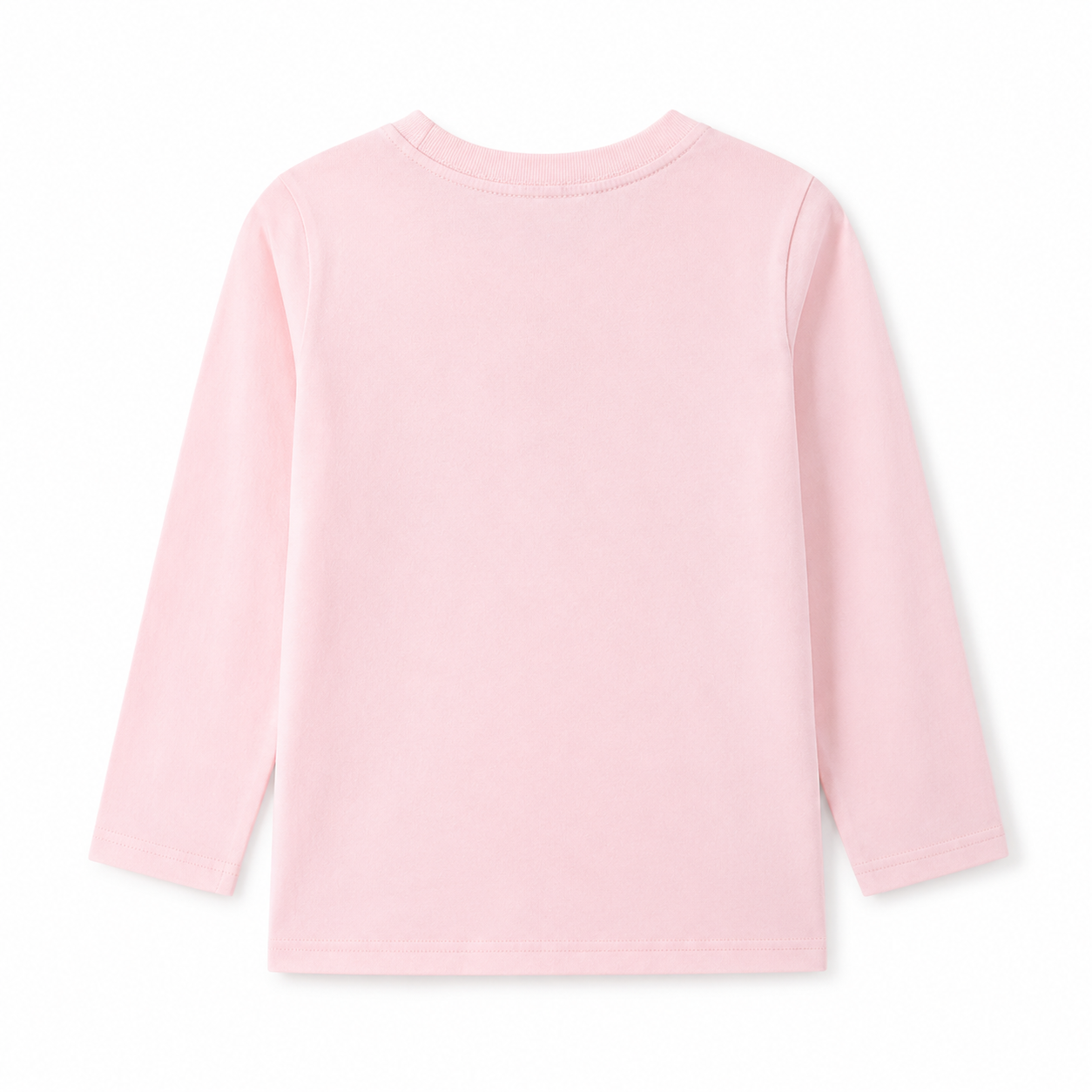 Back flat lay of the light pink girls cotton long sleeve tee.