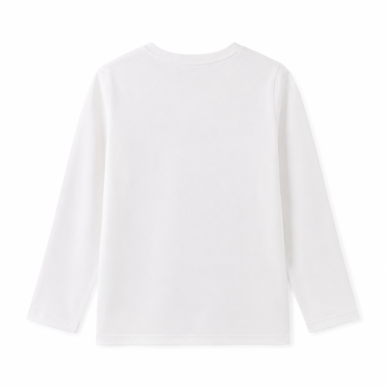 Back flat lay of the white girls cotton long sleeve tee.