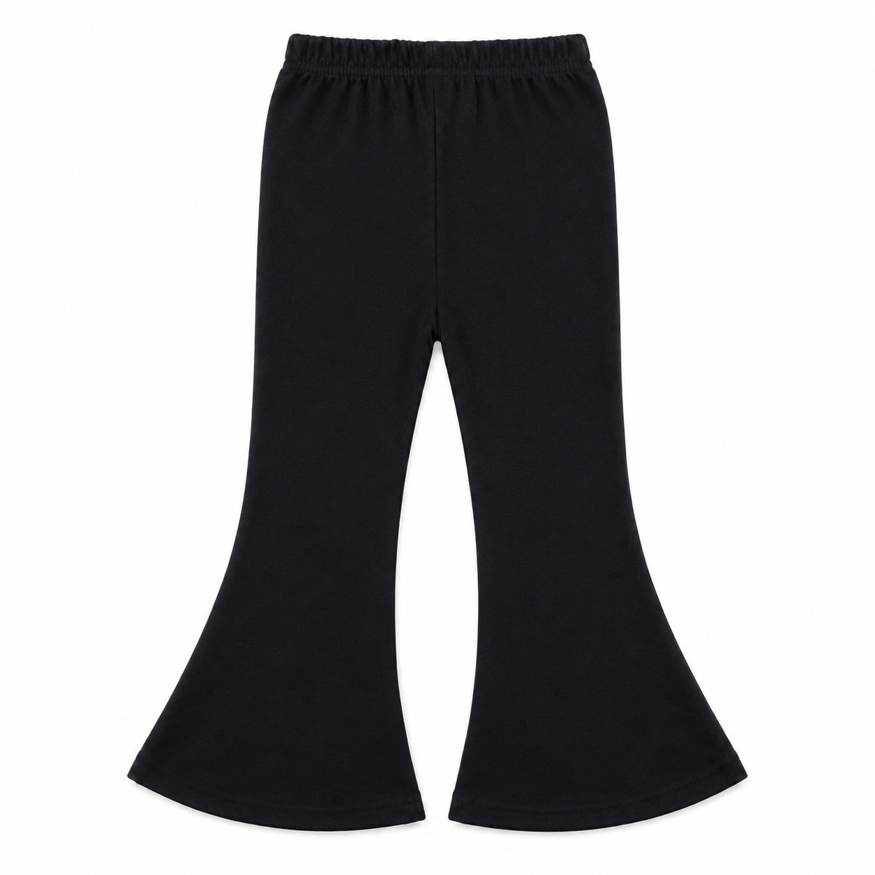 Back flat lay of the black girls flare pants.