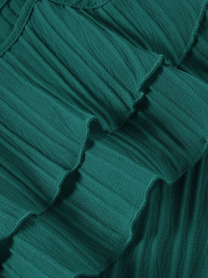 Ruffle top detail on Mila Breeze deep teal toddler girls two-piece set