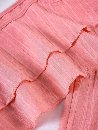 Ruffle top detail on Mila Breeze dusty rose pink toddler girls two-piece set