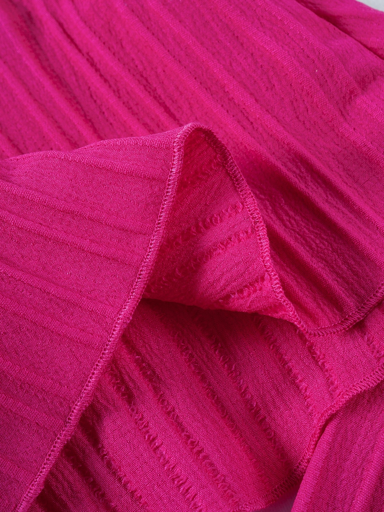 Ribbed fabric detail on Mila Breeze fuchsia pink toddler girls two-piece set
