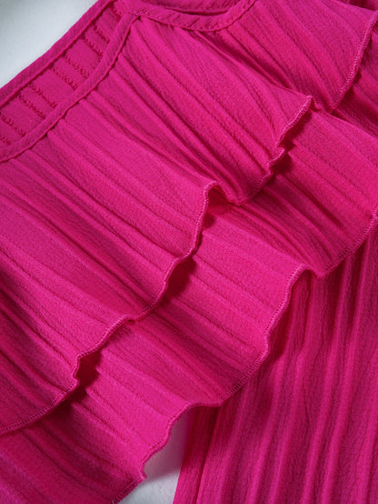 Ruffle top detail on Mila Breeze fuchsia pink toddler girls two-piece set