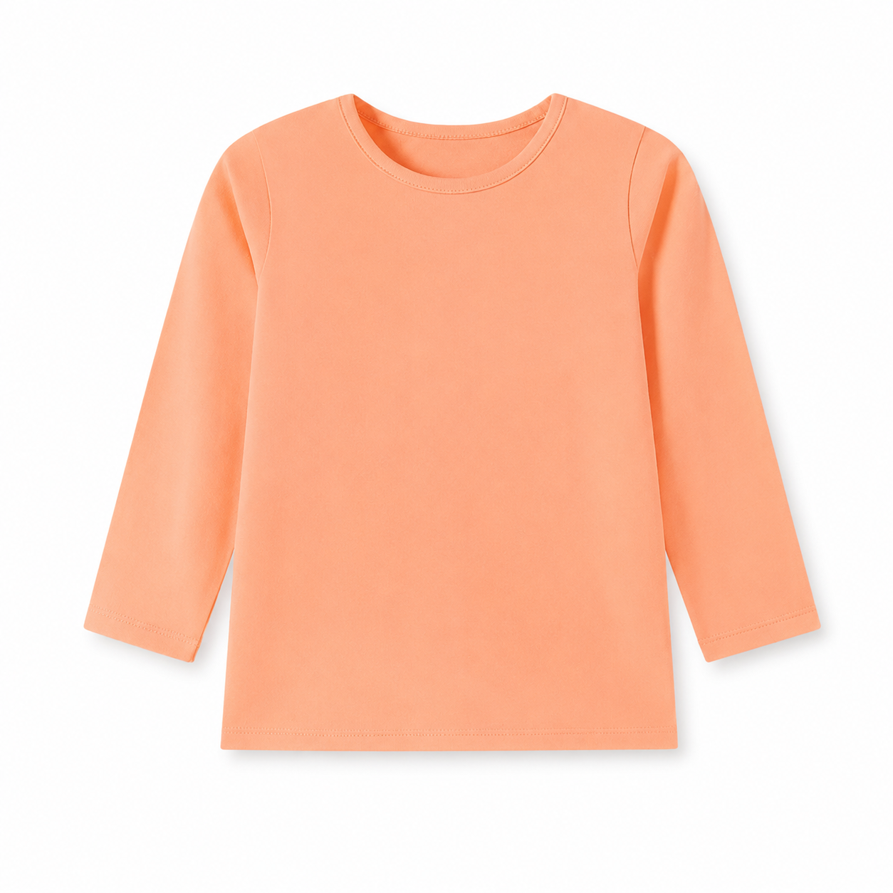 Front flat lay of the peach kids cotton long sleeve tee.