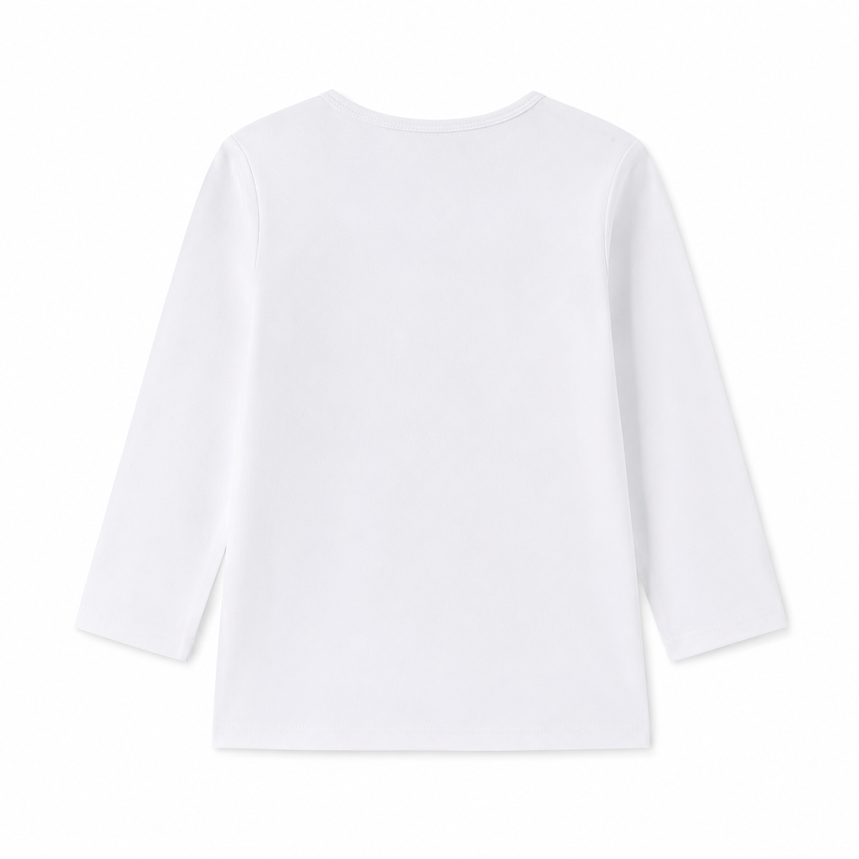 Back flat lay of the white kids cotton long sleeve shirt.