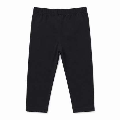 Back flat lay of the black girls cotton leggings.