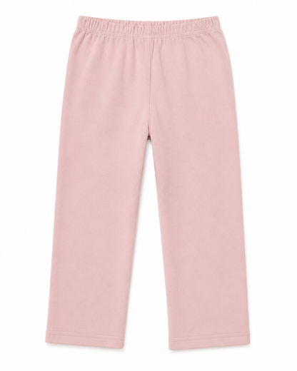 Back flat lay of the blush pink girls cotton leggings.