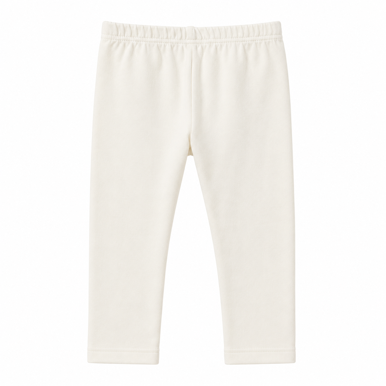 Back flat lay of the ivory girls cotton leggings.