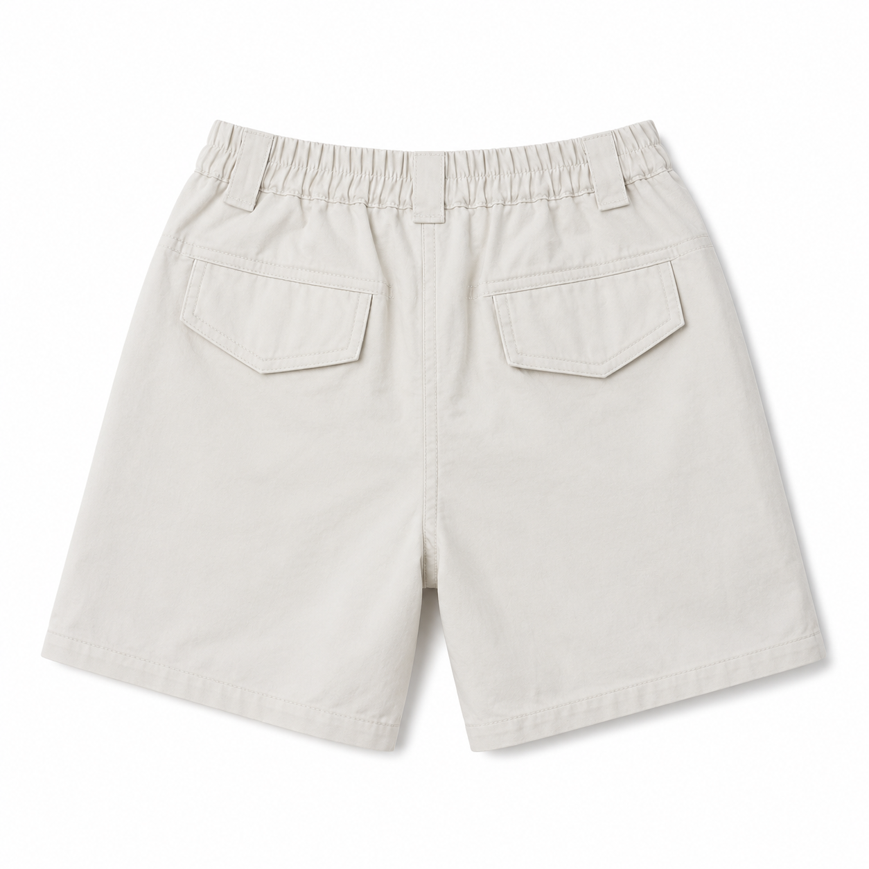 Harbor Trail white boys cotton cargo shorts, back view with two flap pockets